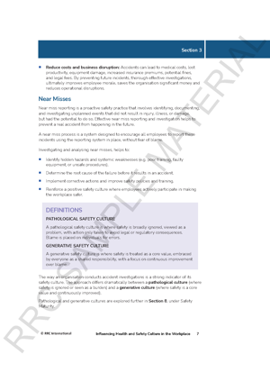 Proqual Level 6 NVQ Diploma Reference Guide Sample Health And Safety Culture Samples Page 6