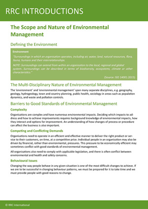 IEMA Foundation Certificate in Environmental Management Reference Guide Sample Introduction To Environmental Management Page 1