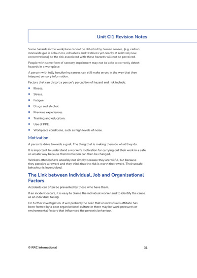 NEBOSH Health and Safety Management for Construction - International Revision Aids and Material Sample Unit CI1 RG Page 1