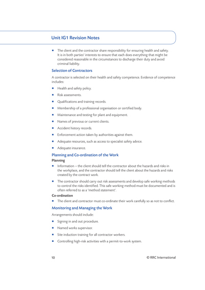 NEBOSH International General Certificate Revision Aids and Material Sample Unit IG1 2 RG Page 1